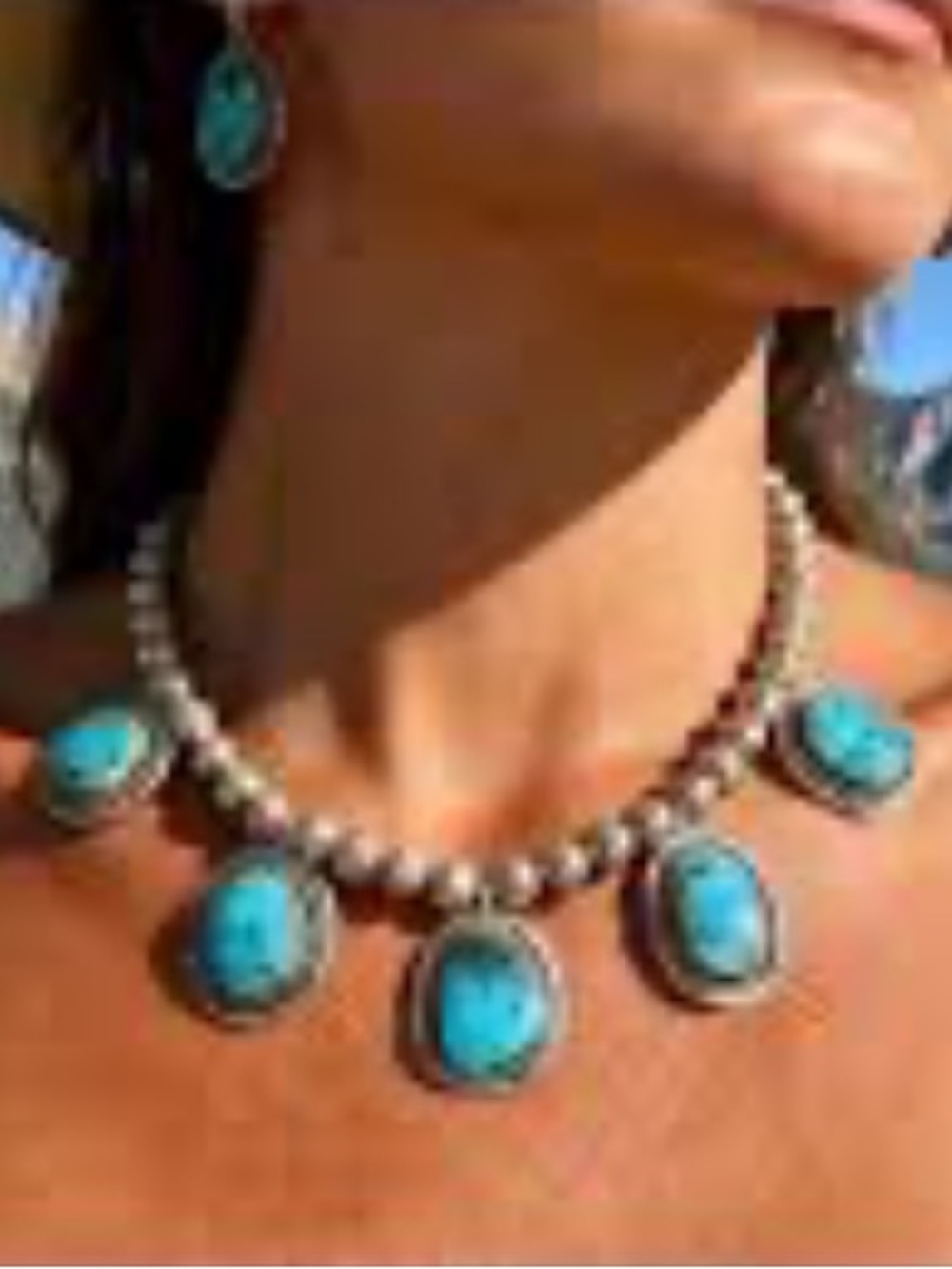 Vintage Turquoise Silver Navajo Necklace